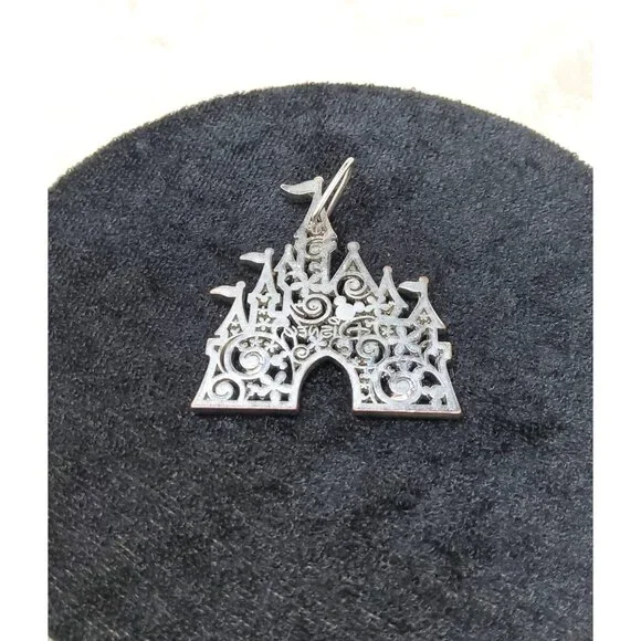 Disneyland Castle Silhouette Metal Keychain Silver Disney Collectible - Picture 4 of 10
